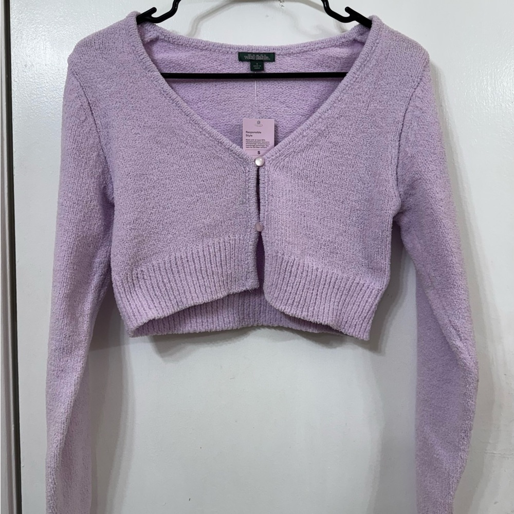 Wild Fable Lavender Cropped Cardigan